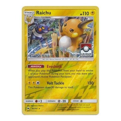 SM Burning Shadows 041/147 Raichu (League Promo 2nd Place)