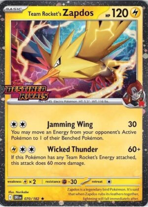 SV Destined Rivals 070/182 Team Rocket's Zapdos (Cosmo Holo Destined Rivals Stamp)