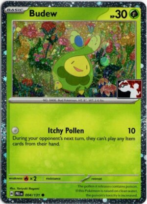 SV Prismatic Evolutions 004/131 Budew (Prize Pack League Promo Cosmo Holo)