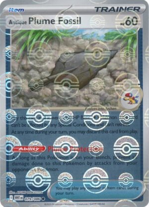 SV White Flare 079/086 Antique Plume Fossil (POKE BALL Reverse Holo)