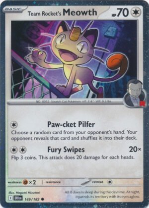 SV Destined Rivals 149/182 Team Rocket’s Meowth (Cosmo Holo)