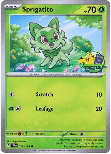 Scarlet & Violet (Base Set) 013/198 Sprigatito (Beginner Session Stamp)