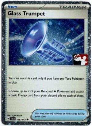 SV Stellar Crown 135/142 Glass Trumpet (Prize Pack League Promo Cosmo Holo)