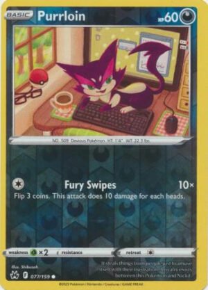 Crown Zenith 077/159 Purrloin (Reverse Holo)