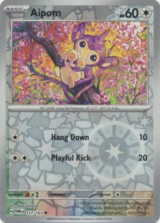 SV Twilight Masquerade 137/167 Aipom (Reverse Holo)