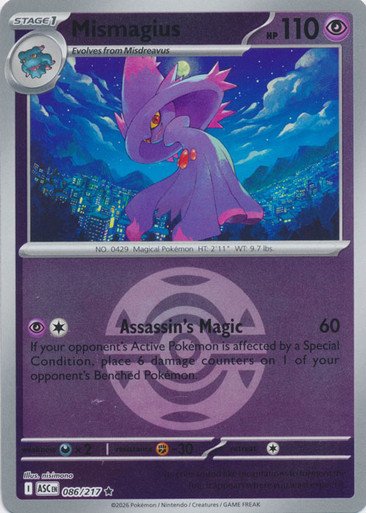 ME Ascended Heroes 086/217 Mismagius (Reverse Holo BALL SYMBOL)
