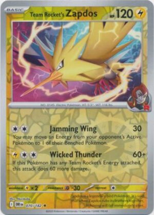 SV Destined Rivals 070/182 Team Rocket’s Zapdos (Reverse Holo)